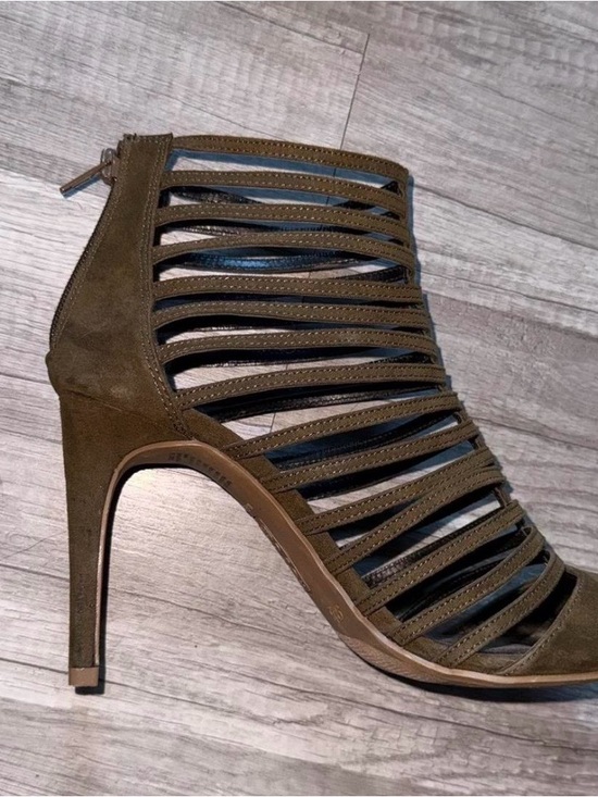 Brash Shoes - Brash Olive Suede Strappy High Heel Sandal